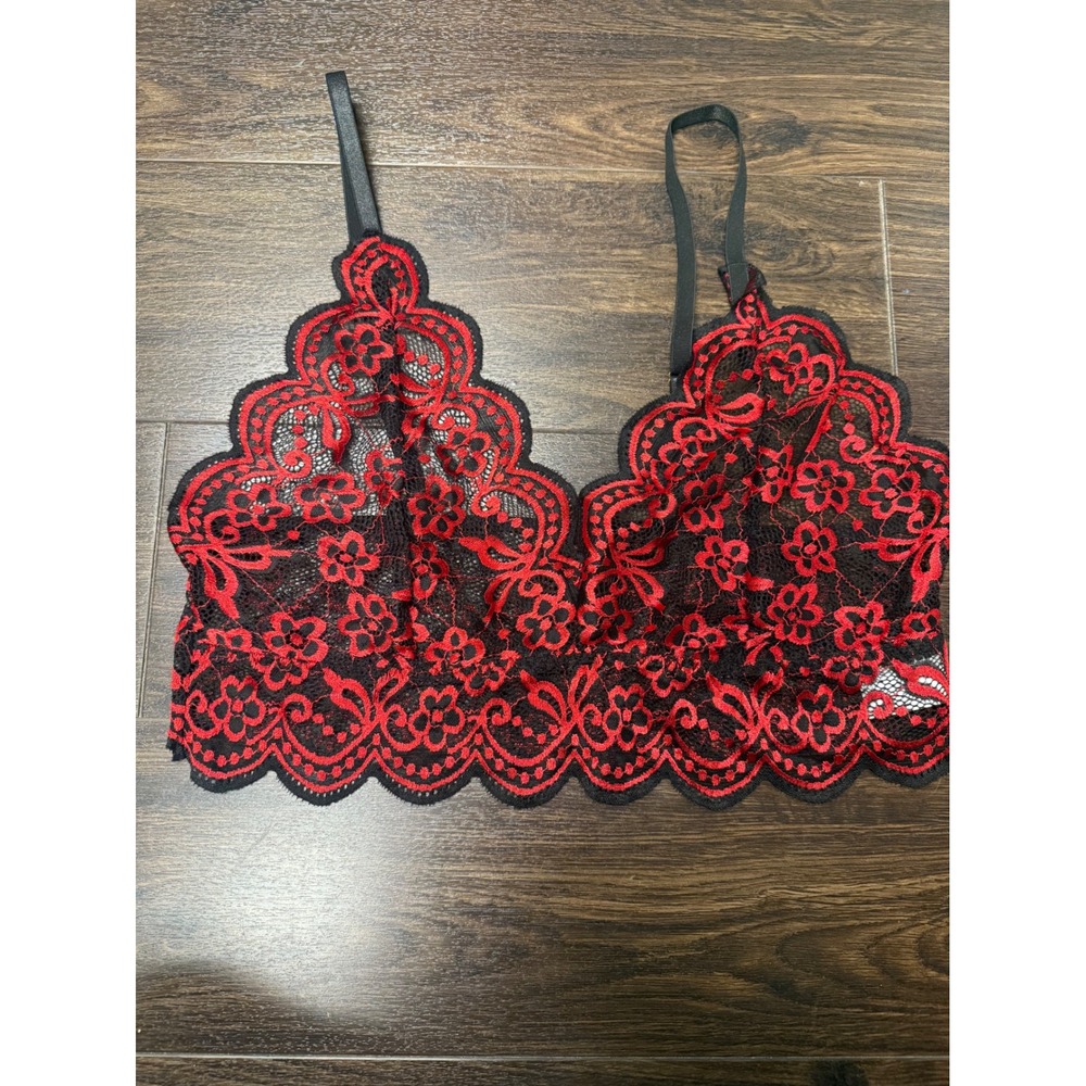 Romantic‎ Red Rose Lace Crop Top Bralette 1XL